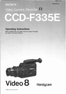 Sony CCD F 335 E manual. Camera Instructions.